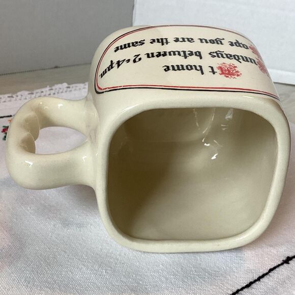 Vintage Nostalgic Saying Square Coffee Mug with Textured Handle - Picture 3 of 7